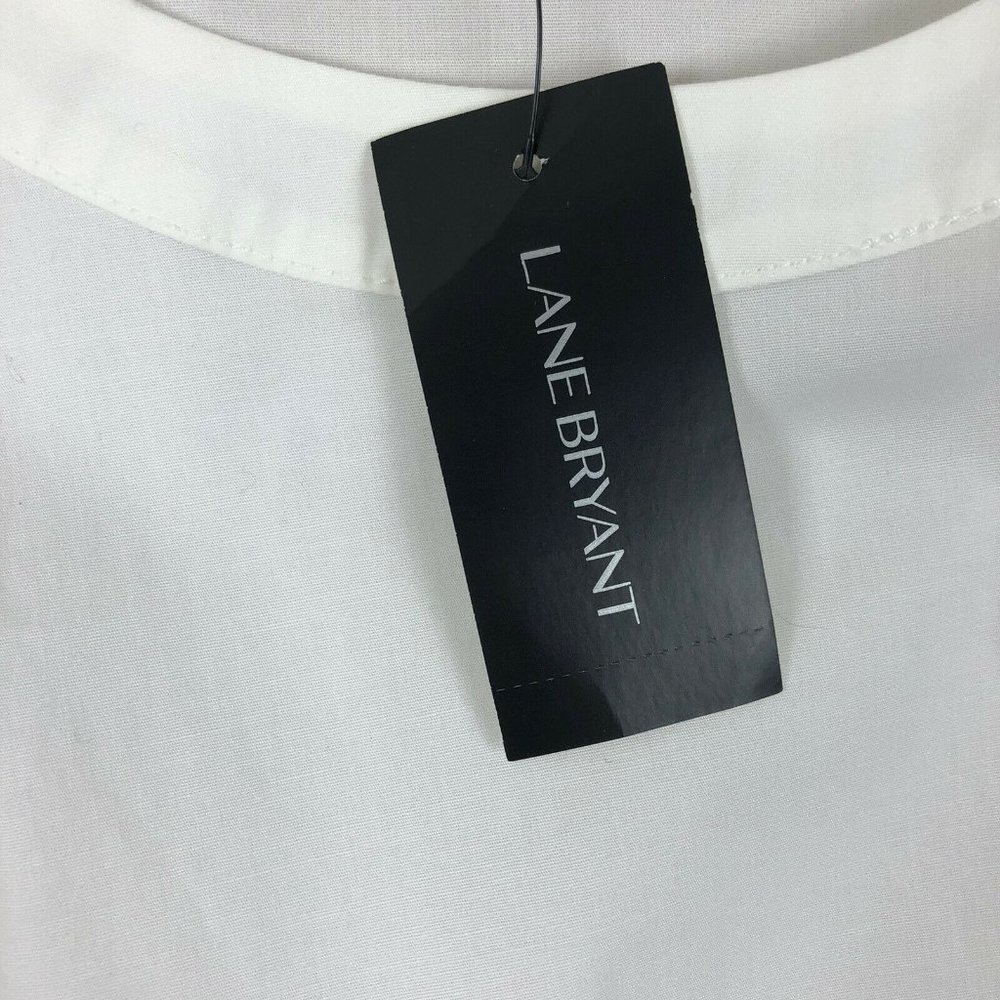 *New Lane Bryant Popover Blouse Top Womens 20 White Ruched Corset Waist Romantic - Picture 5 of 9